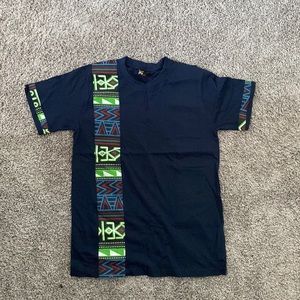 African pattern navy blue tee